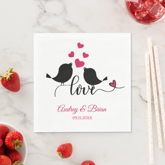Love Birds Wedding Reception Personalized Napkins (Insitu)