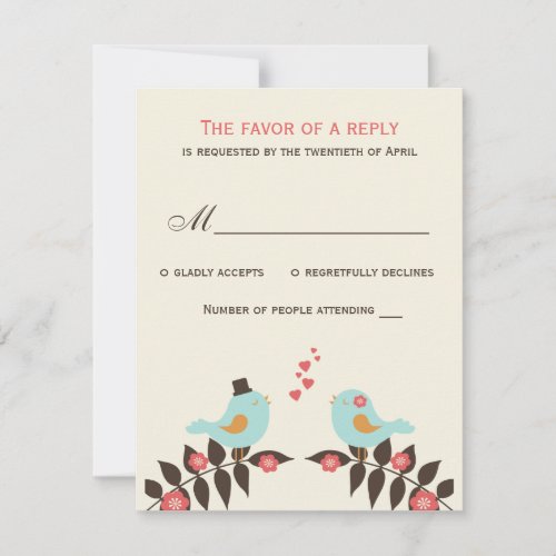 Love Birds Wedding RSVP Card