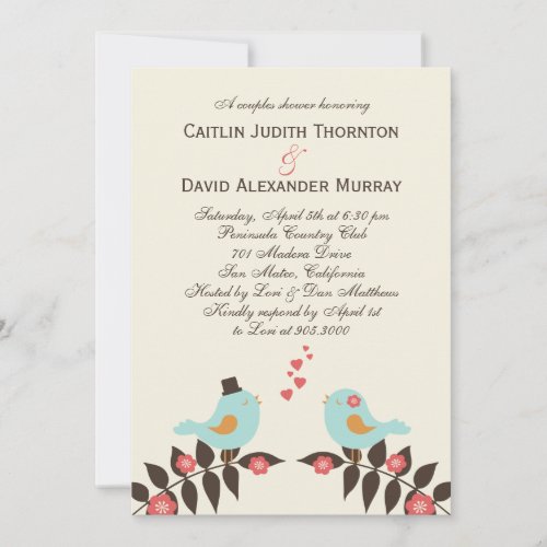 Love Birds Wedding Shower Invitation