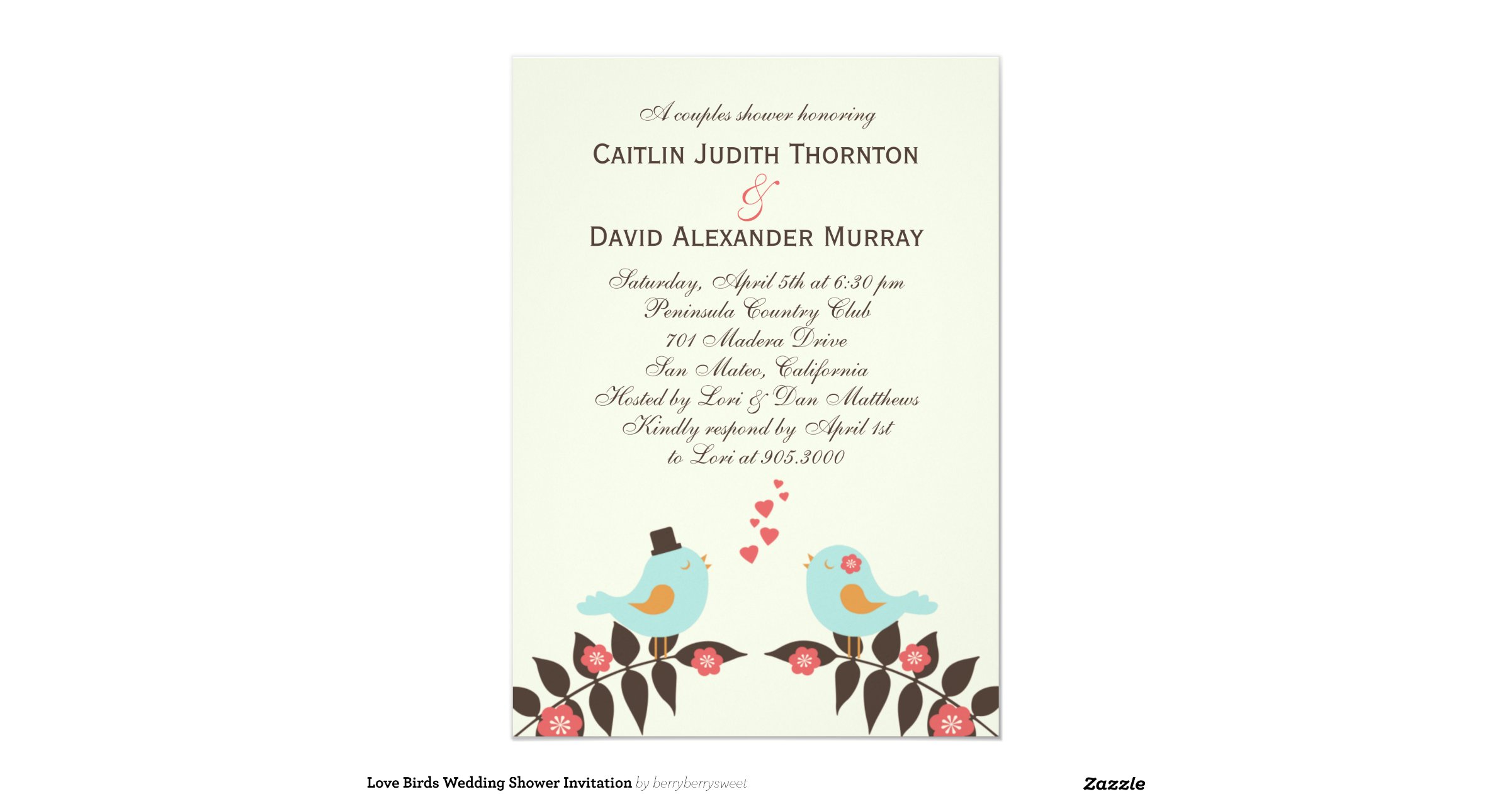 Love Birds Wedding Shower Invitations 9