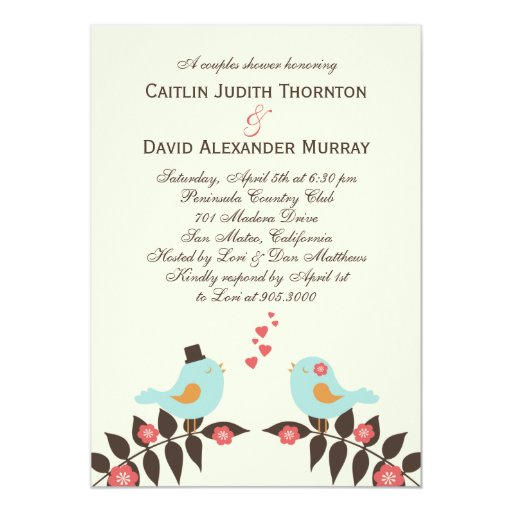 Love Birds Wedding Shower Invitations 3