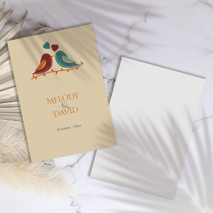 Love Birds Wedding Thank You Card