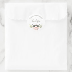 Love Birds Wedding Thank You Classic Round Sticker | Zazzle