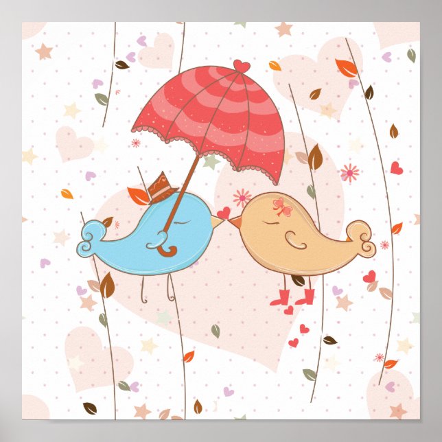 Love Birds Wedding Valentines Poster (Front)