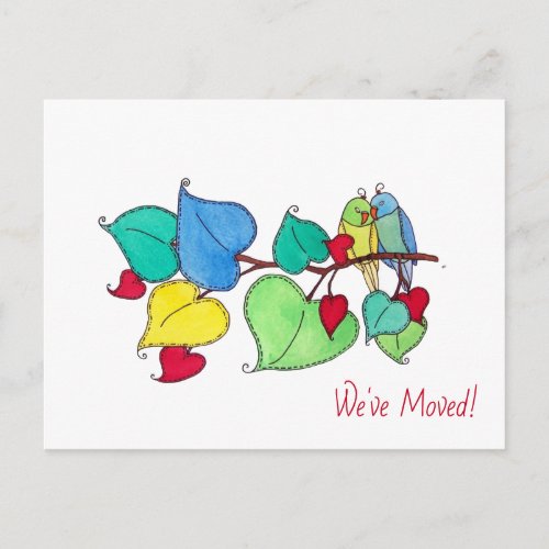 Love Birds Weve Moved New Address Announcement Postcard