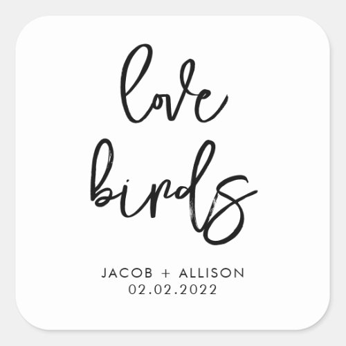 love birds wildflower seeds wedding confetti favor square sticker