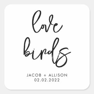 love birds wildflower seeds wedding confetti favor square sticker