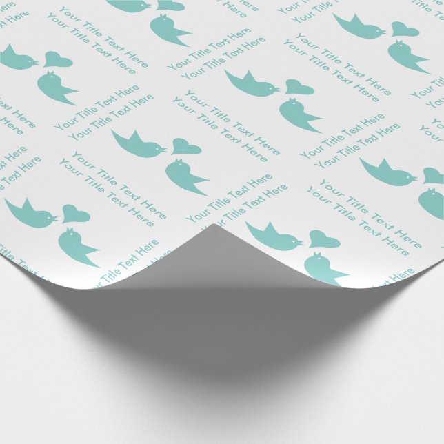 Love Birds with Heart Custom Wedding Gift Wrapping Paper (Corner)