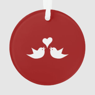 Love Birds with Heart Wedding Enagement Ornament