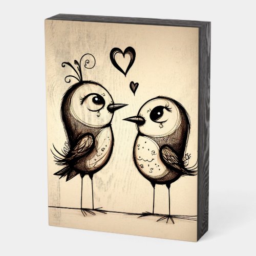 Love Birds Wooden Box Sign