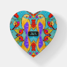 Love Birds - Your Monograms on Glass Tile Effect