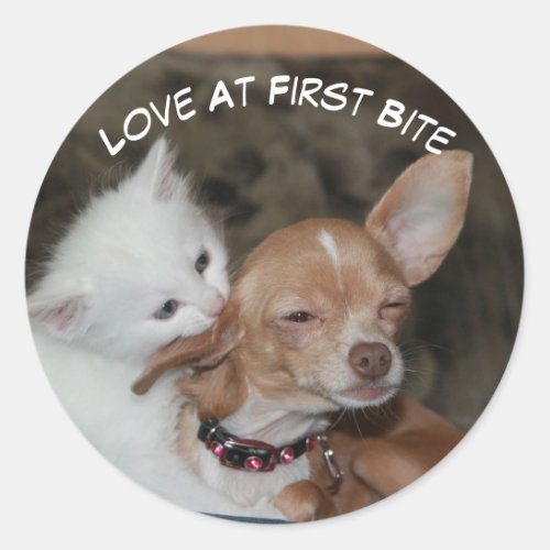 Love Bite Kitty And Puppy Sticker