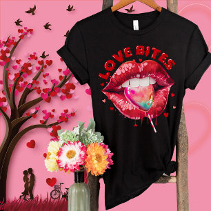 Love Bites Cute Lips Lollipop-Funny Valentine's T-Shirt