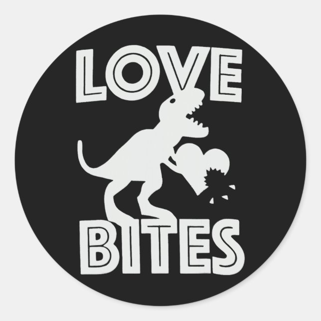 Love Bites Dinosaur Valentine  Classic Round Sticker (Front)
