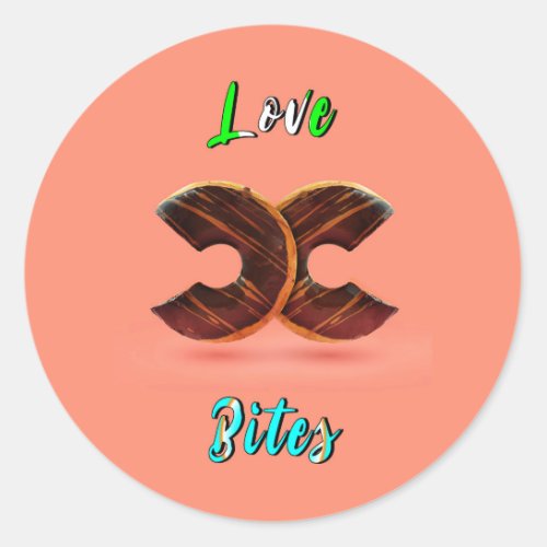 Love Bites Doughnuts 2 June Valentines Donut Day Classic Round Sticker