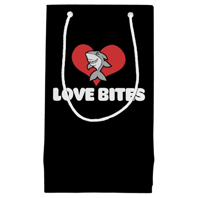 Love Bites Funny Valentine's Day Shark Humor Small Gift Bag (Front)