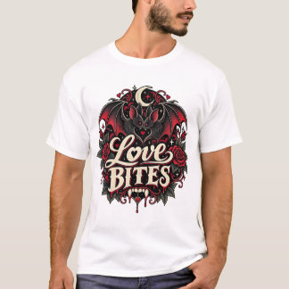 Love Bites Gothic Vampire Bat Romantic T-Shirt