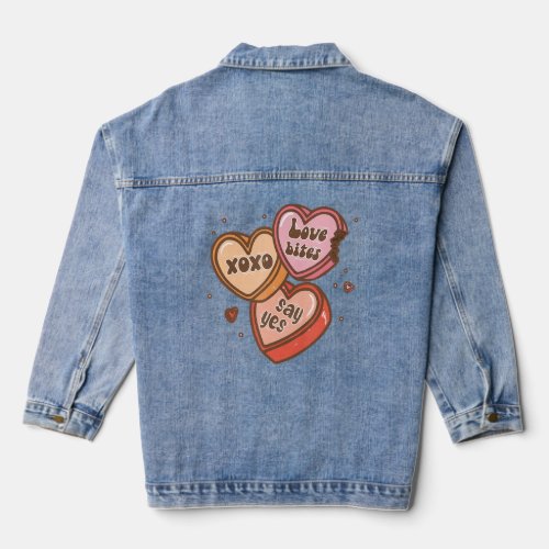 Love Bites Say Yes XOXO _ Valentines Day Graphi Denim Jacket