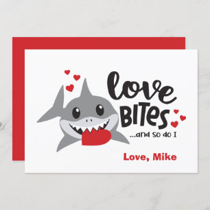 Love Bites So Do I Funny Shark Boy Valentine Holiday Card