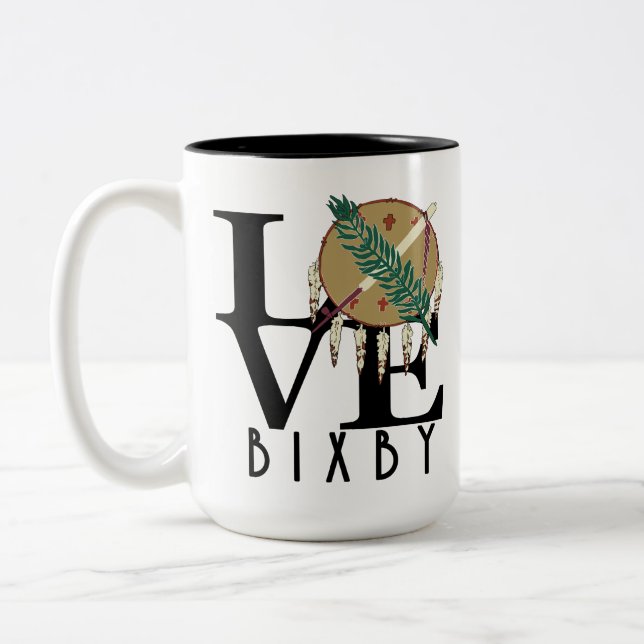 LOVE Bixby Oklahoma 15oz Two-Tone Coffee Mug (Left)