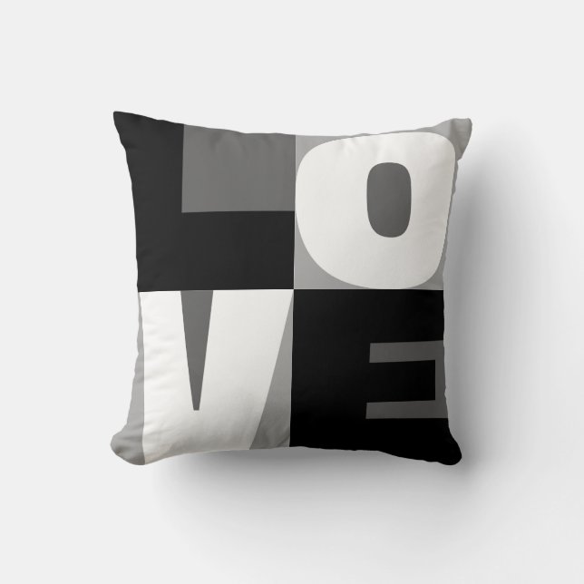 Love Black And White Clean-Cut Letter Art Design Throw Pillow (Front)