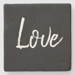 Love Black and White - Limestone Coaster