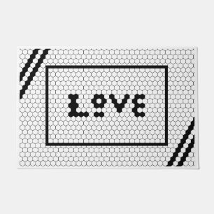 Love Black and White Tile Design Doormat