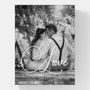 LOVE Black and White Wedding Photo Paperweight