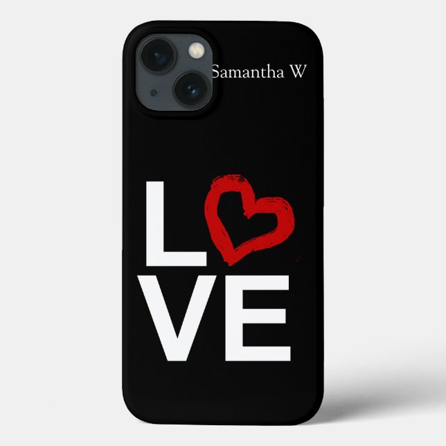 LOVE, Black and White with Red Sketched Heart Case-Mate iPhone Case (Back)