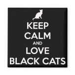 Love Black Cats 2 Inch Square Magnet Love Black Cats 2 Inch Square Magnet