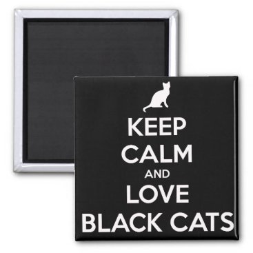 Love Black Cats 2 Inch Square Magnet