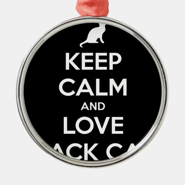 Love Black Cats Metal Ornament (Front)
