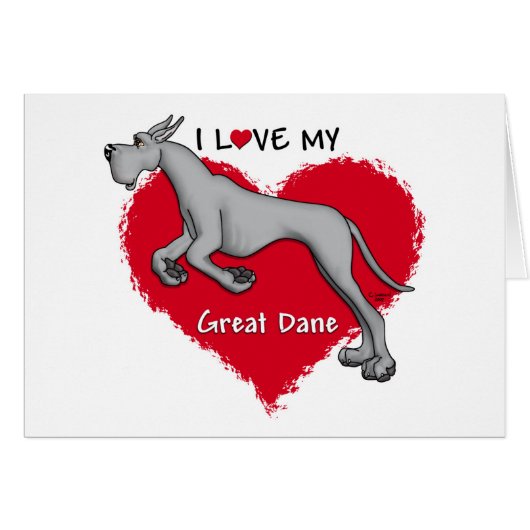 Love Black Great Dane Cards (Front Horizontal)