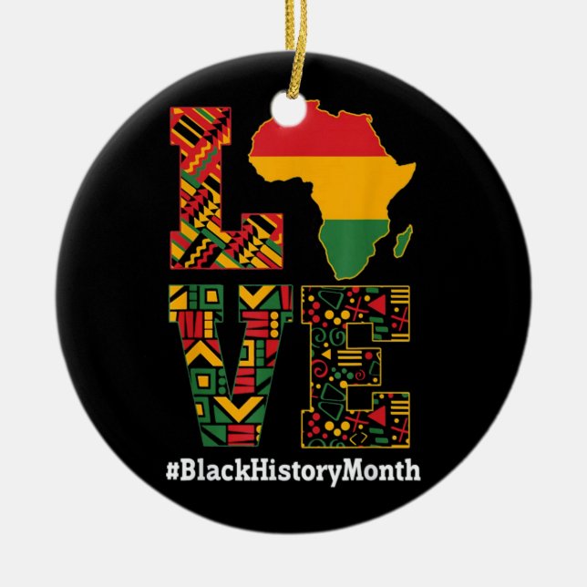 LOVE Black History Month Africa Map Ceramic Ornament (Front)
