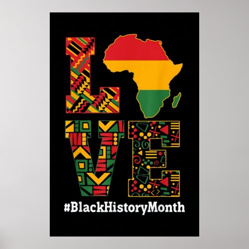 LOVE Black History Month Africa Map Poster
