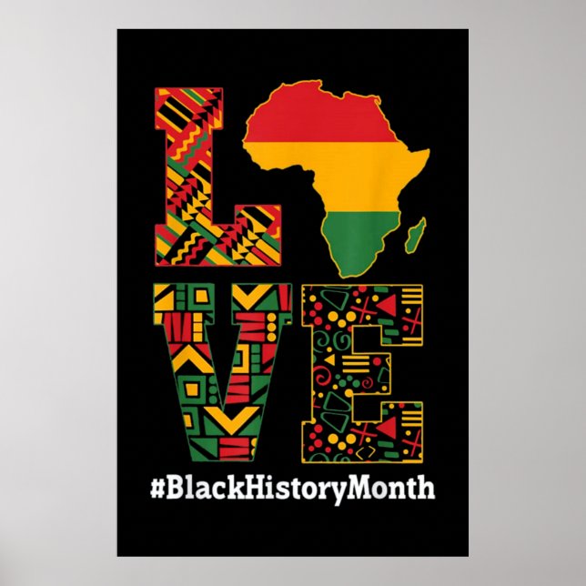 LOVE Black History Month Africa Map Poster (Front)