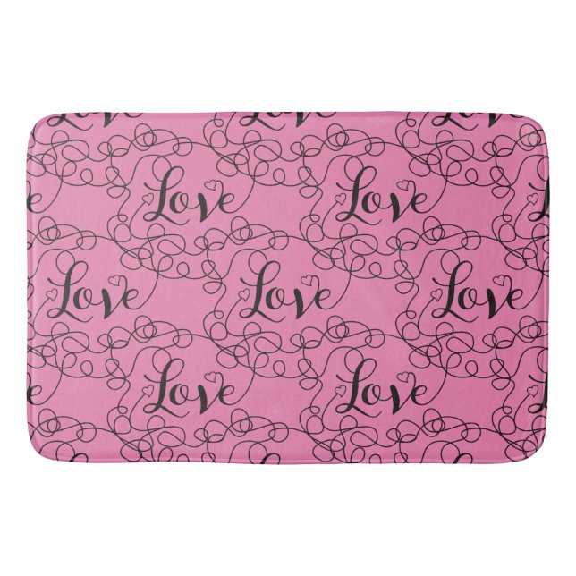 LOVE black seamless pattern with LINES Bathroom Mat (Front)