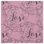 LOVE black seamless pattern with LINES Fabric