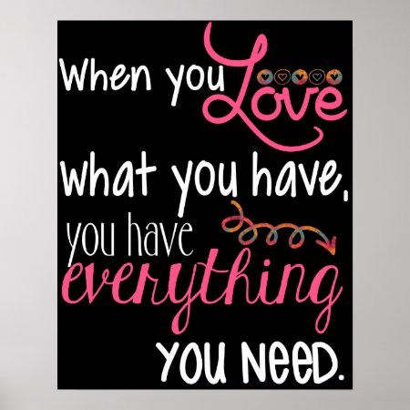 Love Black White And Pink Poster 20" X 16"