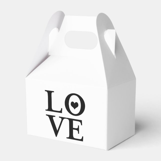 LOVE black & White Heart Custom Wedding Favor Favor Boxes (Front Side)