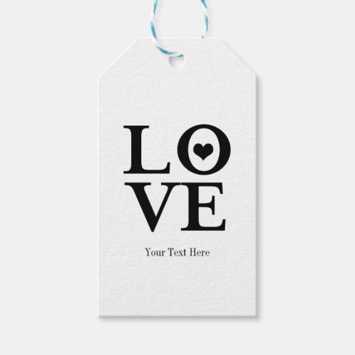 Love Black  White Heart Wedding Custom Favor Gift Tags