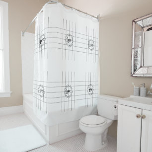 Love Black & White Lines Shower Curtain