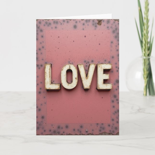 Love Block Letter Aged Texture Card (Front)