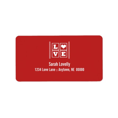 Love Blocks Address Labels Dark Red Label