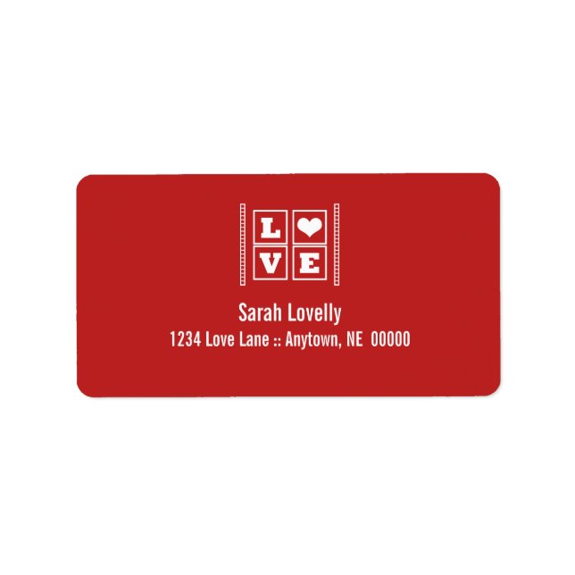 Love Blocks Address Labels, Dark Red Label (Front)