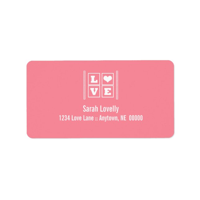 Love Blocks Address Labels, Pink Label (Front)