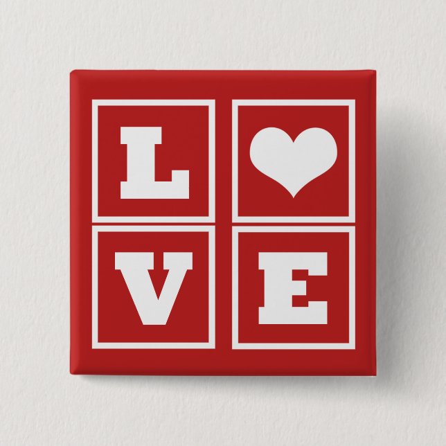 Love Blocks Button, Dark Red Button (Front)