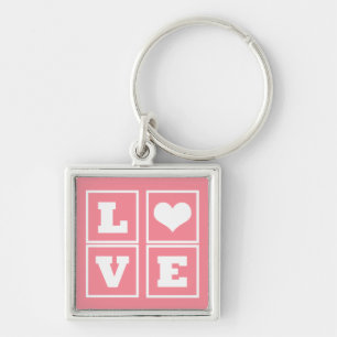 Love Blocks Keychain, Pink Keychain