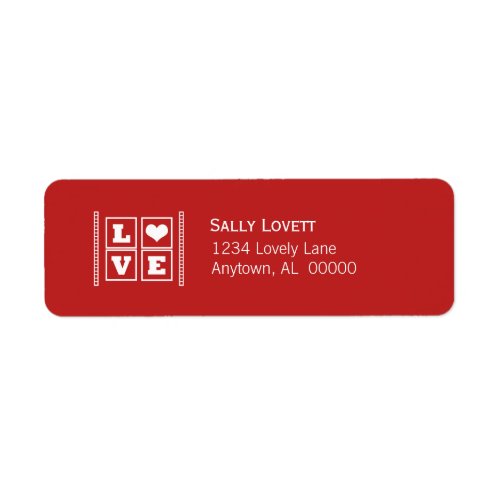 Love Blocks Return Address Labels Dark Red Label