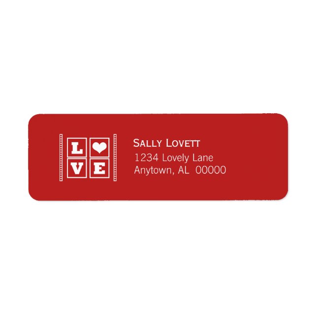 Love Blocks Return Address Labels, Dark Red Label (Front)